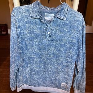 Chubbies Denim Blue Palm Print Shirt